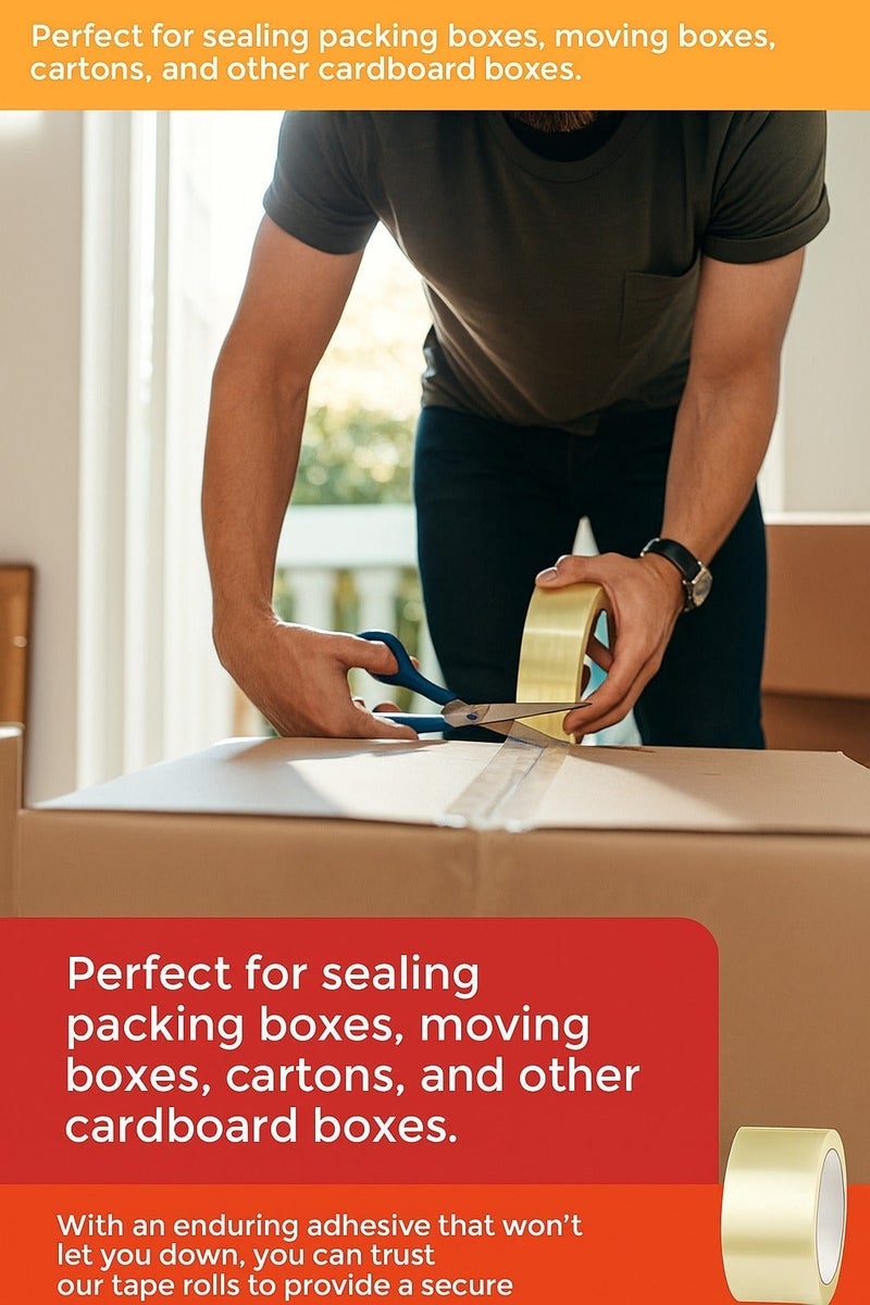 HarabiMed Clear Packing Tape – 70 Yards (3 Rolls), Strong Adhesive for Boxes, Cartons, Shipping & Moving - Image 4